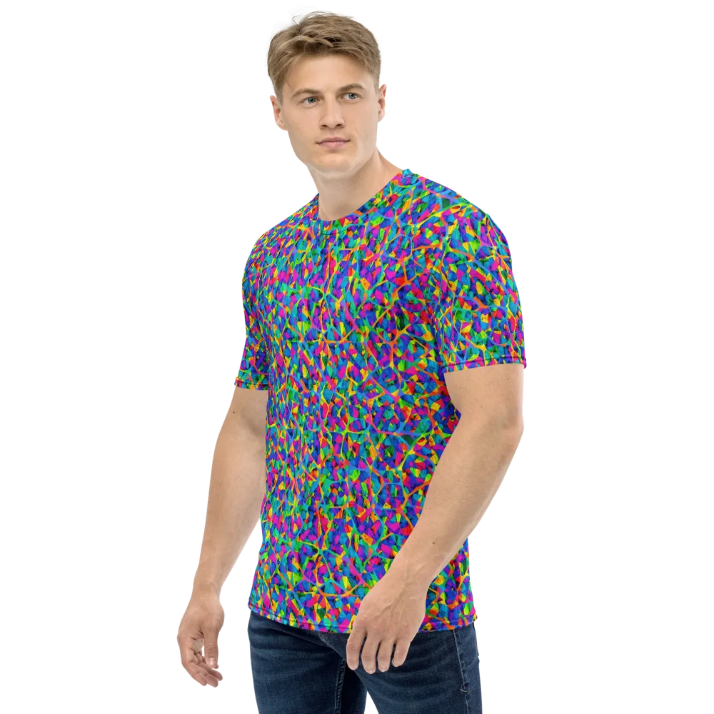 Neon Kaleidoscope on Men's Crew Neck T-Shirt — Left
