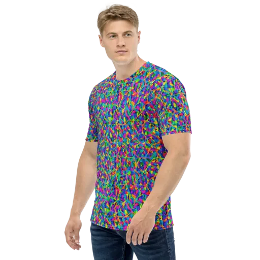 Neon Kaleidoscope on a Men's Crew Neck T-Shirt