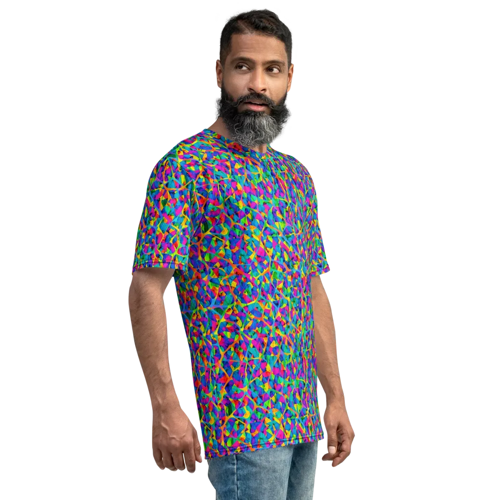 Neon Kaleidoscope on Men's Crew Neck T-Shirt — Right