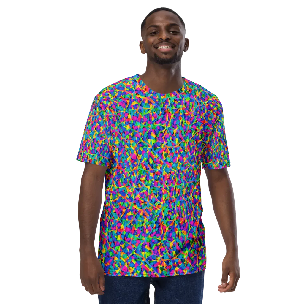 Neon Kaleidoscope on Men's Crew Neck T-Shirt — Front