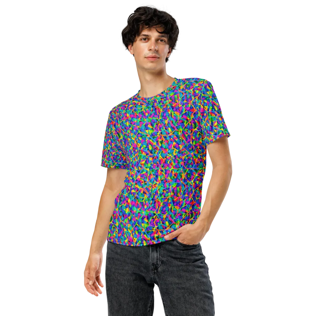 Neon Kaleidoscope on Men's Crew Neck T-Shirt — Front