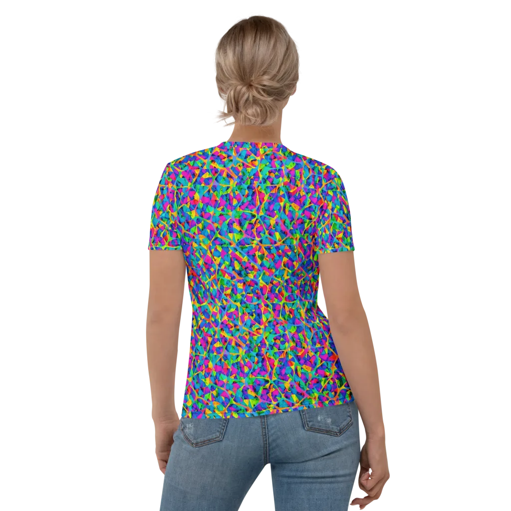 Neon Kaleidoscope on Women's Crew Neck T-Shirt — Back