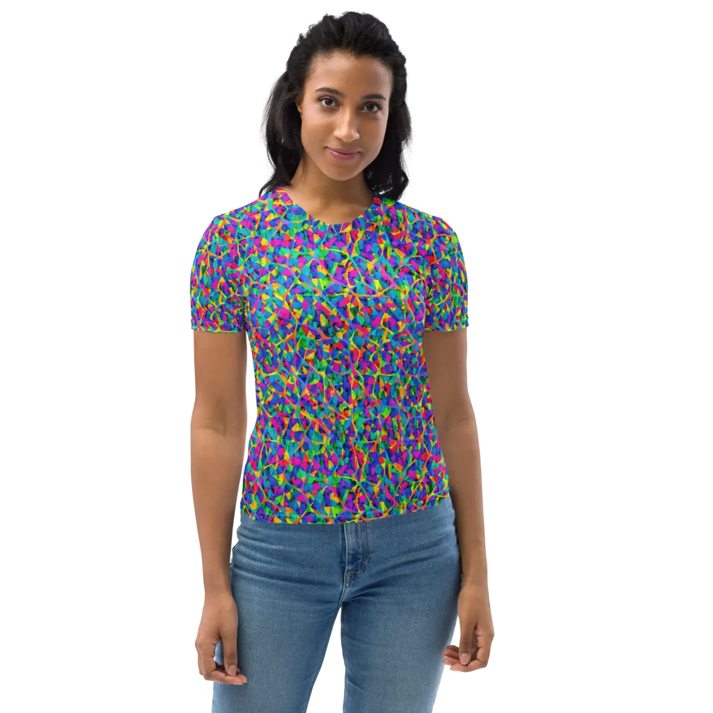 Neon Kaleidoscope on Women's Crew Neck T-Shirt — Front