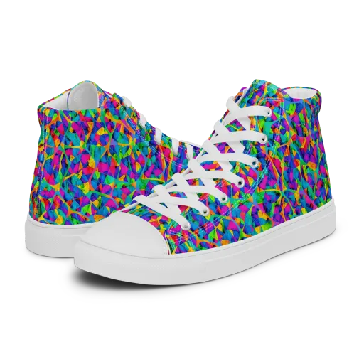 Neon Kaleidoscope on a Women's High Top Canvas Shoes