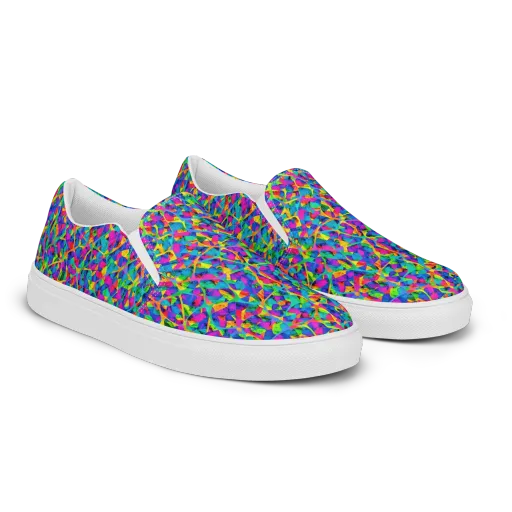 Neon Kaleidoscope on a Men's Slip-On Canvas Shoes