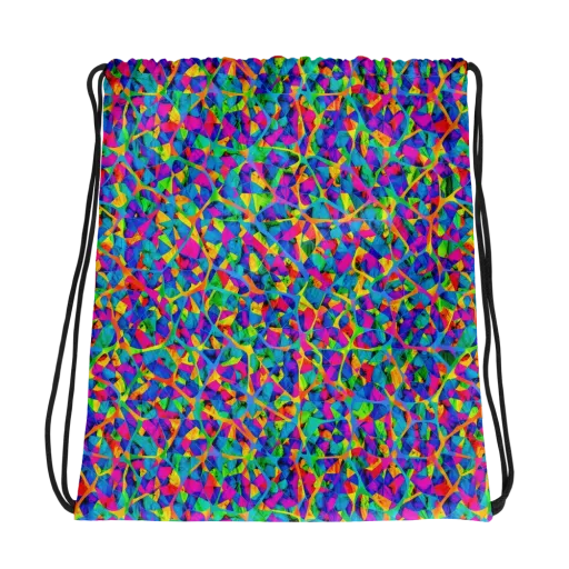 Neon Kaleidoscope on a Drawstring Bag
