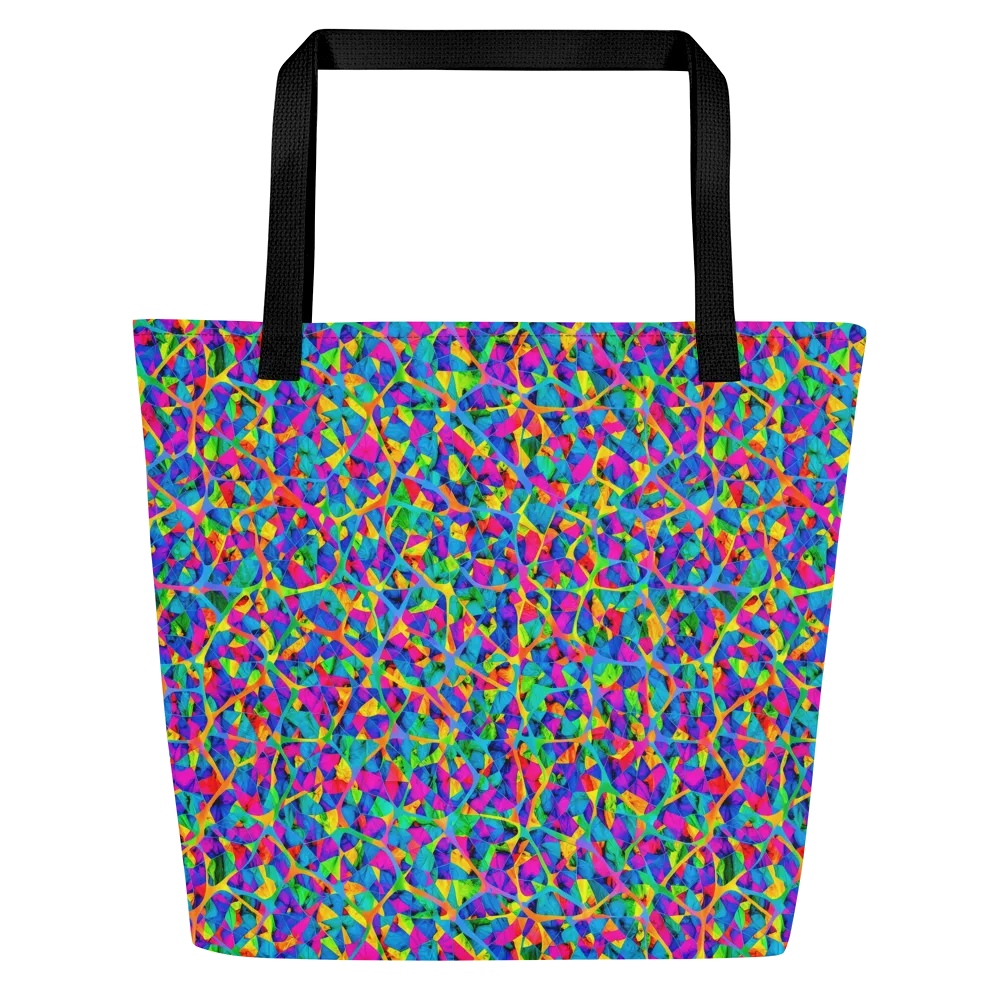 Neon Kaleidoscope on Large Tote Bag W/ Pocket — Front