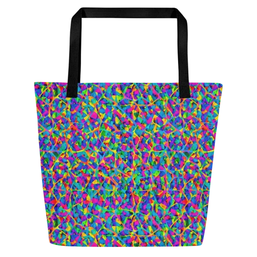 Neon Kaleidoscope on a Large Tote Bag W/ Pocket