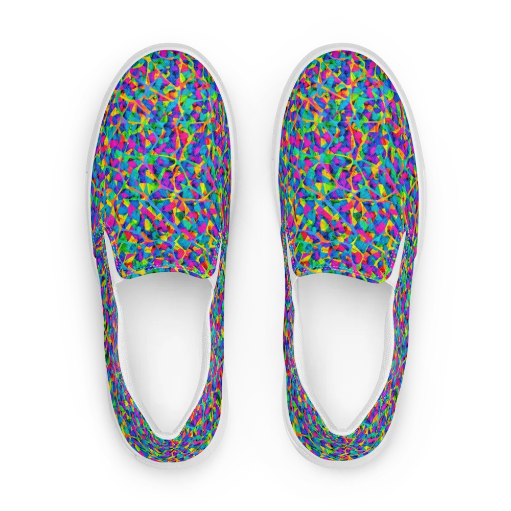 Neon Kaleidoscope on Women's Slip-On Canvas Shoes — Front