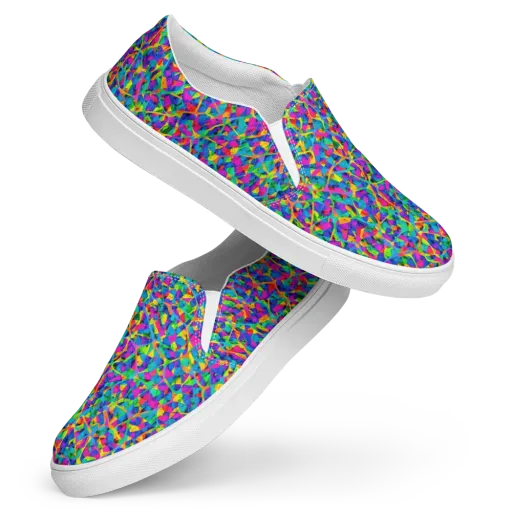 Neon Kaleidoscope on a Women's Slip-On Canvas Shoes