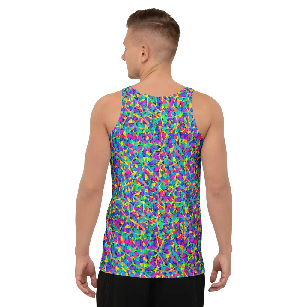 Neon Kaleidoscope on Men's Tank Top — Back