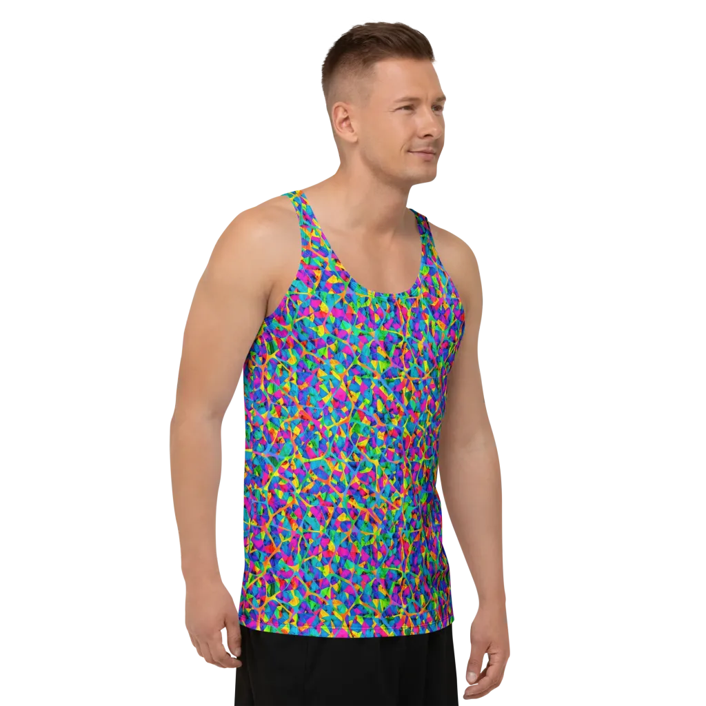Neon Kaleidoscope on Men's Tank Top — Right Front