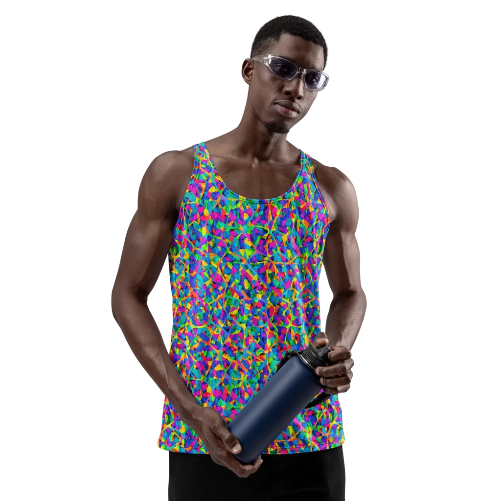 Neon Kaleidoscope on Men's Tank Top — Front