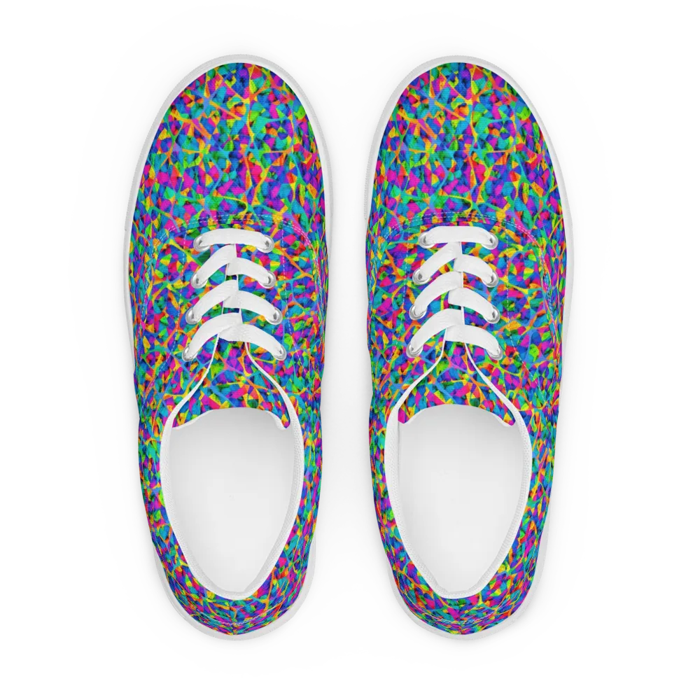 Neon Kaleidoscope on Men's Lace-Up Canvas Shoes — Front