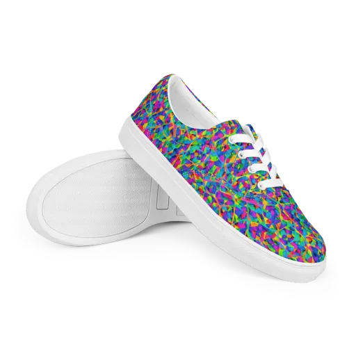 Neon Kaleidoscope on a Men's Lace-Up Canvas Shoes