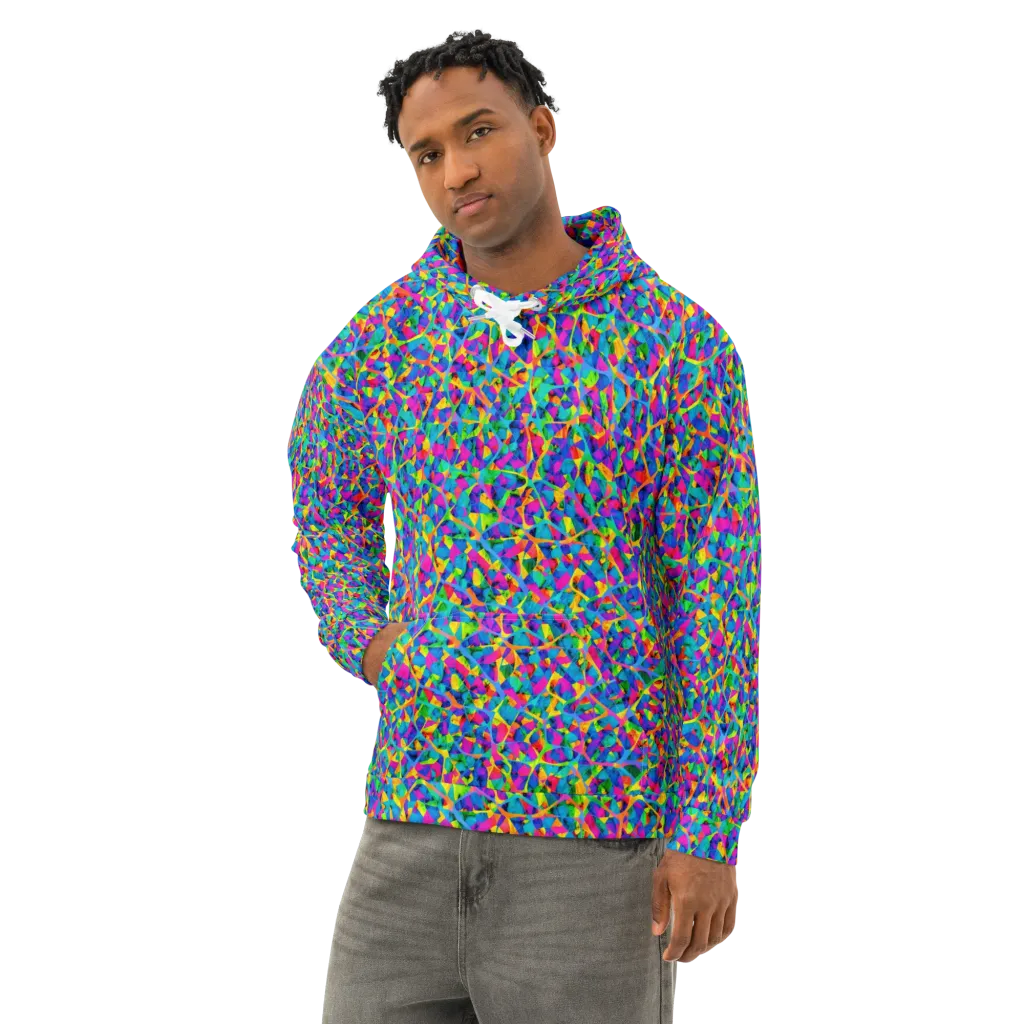 Neon Kaleidoscope on Cotton Hoodie — Left Front