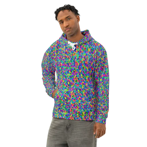 Neon Kaleidoscope on a Cotton Hoodie