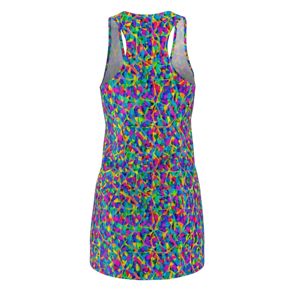 Neon Kaleidoscope on Racerback Dress — Back