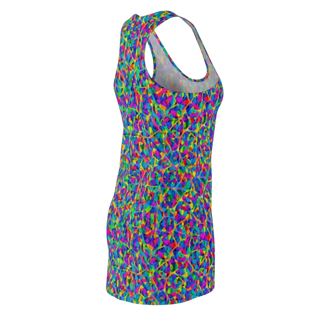 Neon Kaleidoscope on Racerback Dress — Back Side