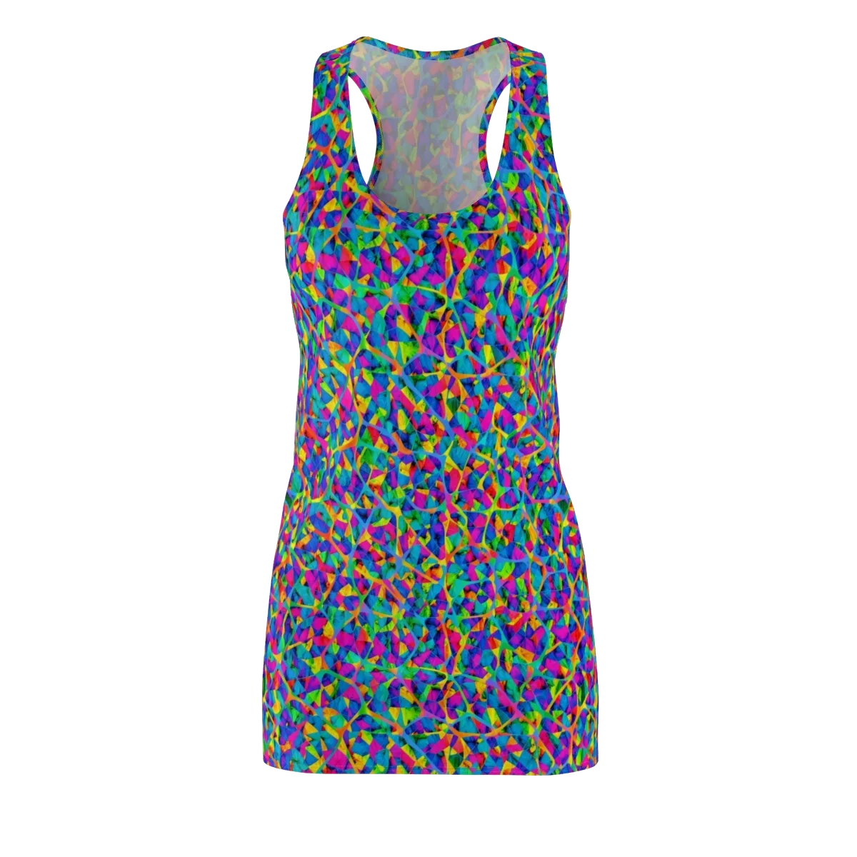 Neon Kaleidoscope on Racerback Dress — Front