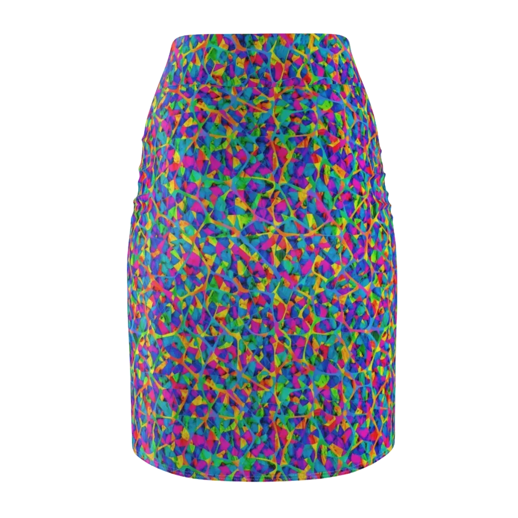 Neon Kaleidoscope on Pencil Skirt — Back