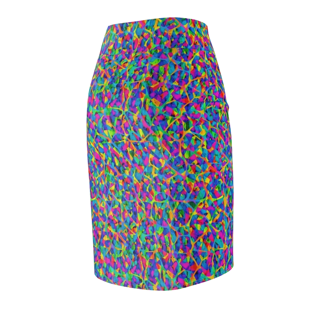 Neon Kaleidoscope on Pencil Skirt — Back Side