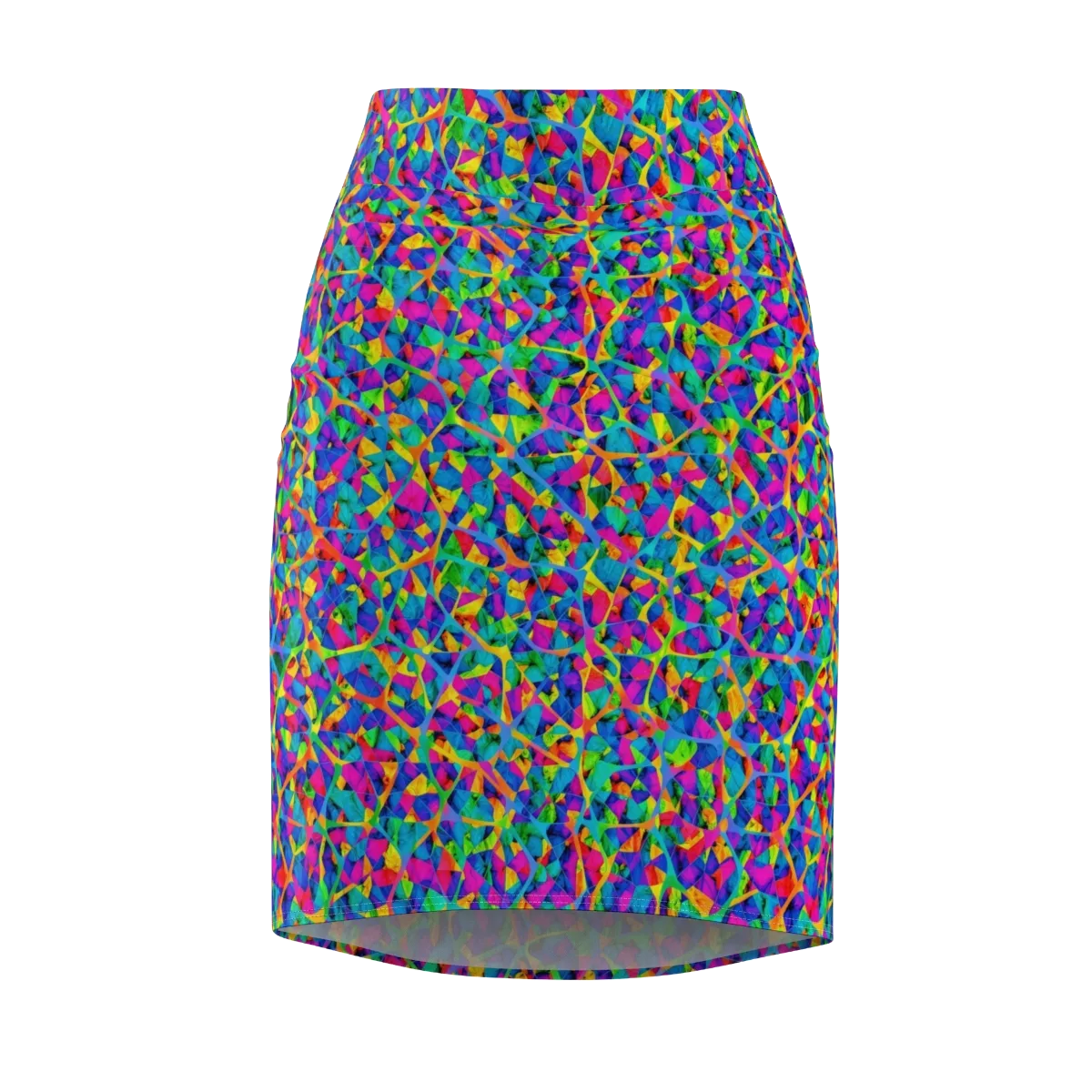 Neon Kaleidoscope on Pencil Skirt — Front