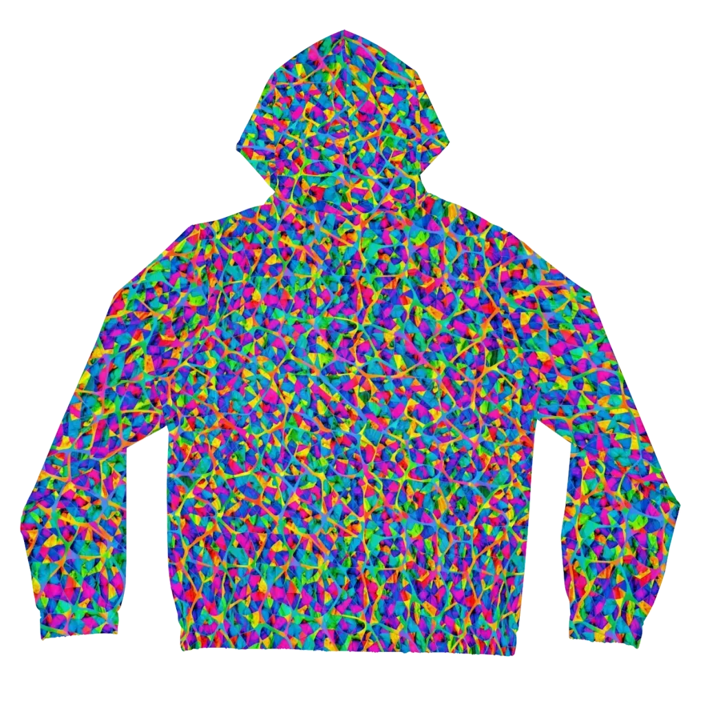 Neon Kaleidoscope on Women's Full-Zip Hoodie — Back