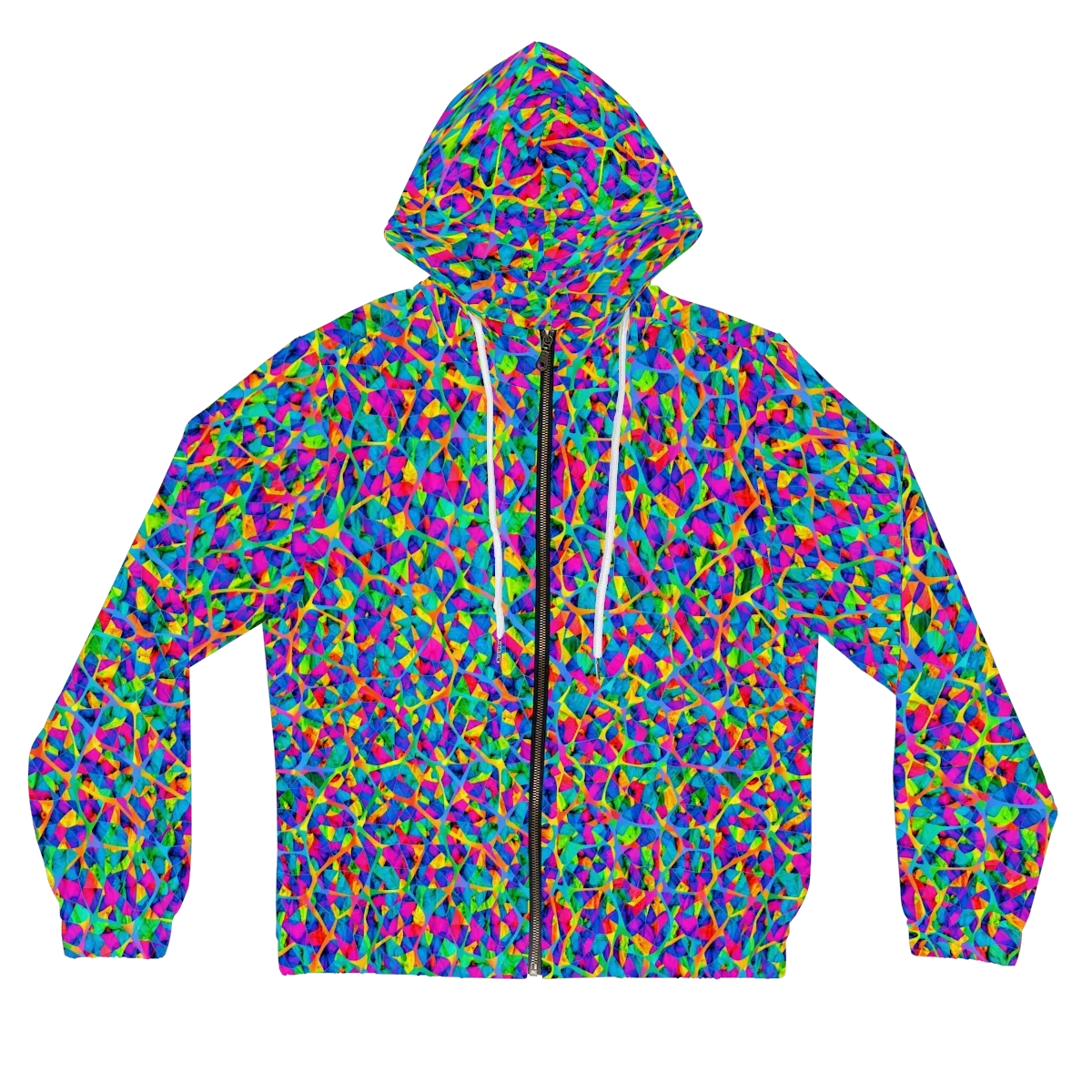 Neon Kaleidoscope on Women's Full-Zip Hoodie — Front