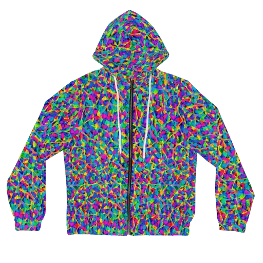 Neon Kaleidoscope on a Women's Full-Zip Hoodie