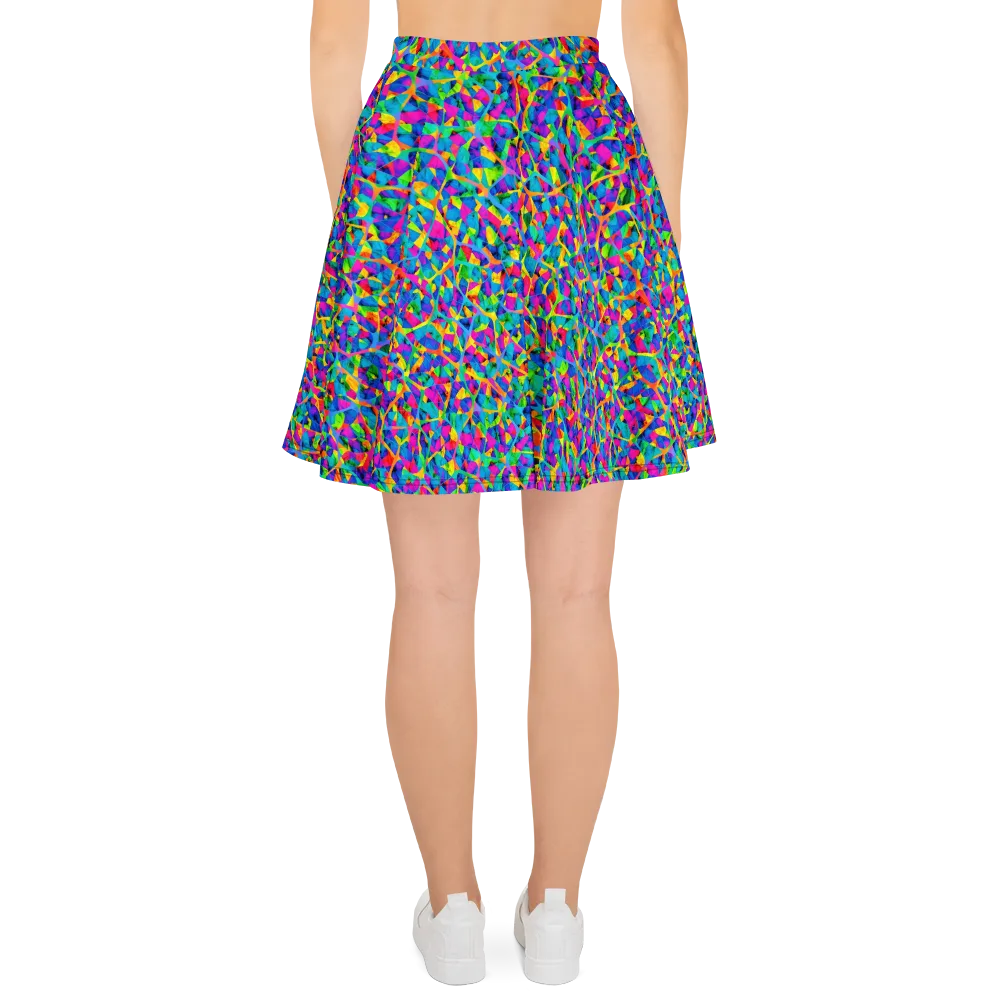 Neon Kaleidoscope on Skater Skirt — Back