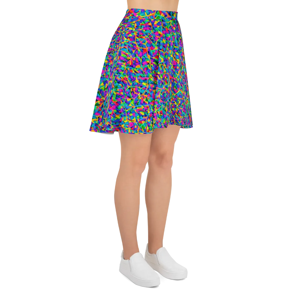 Neon Kaleidoscope on Skater Skirt — Right