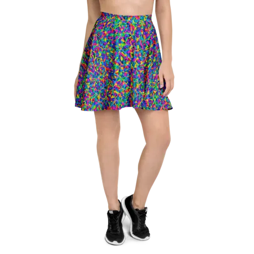 Neon Kaleidoscope on a Skater Skirt