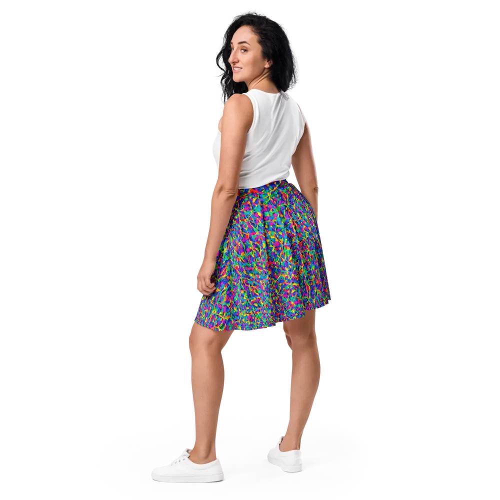 Neon Kaleidoscope on Skater Skirt — Back