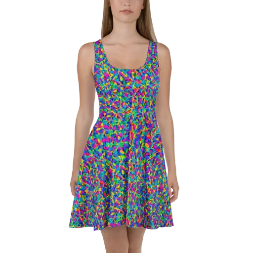Neon Kaleidoscope on a Skater Dress
