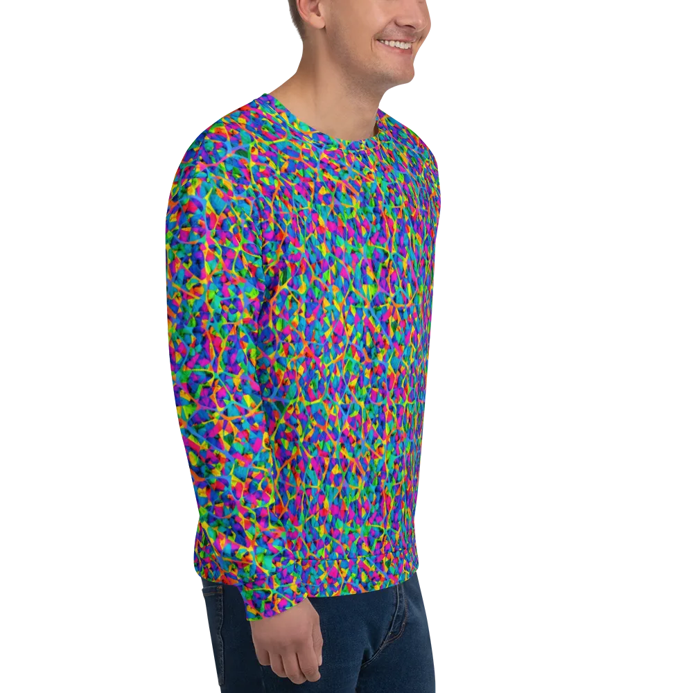 Neon Kaleidoscope on Sweatshirt — Right Front