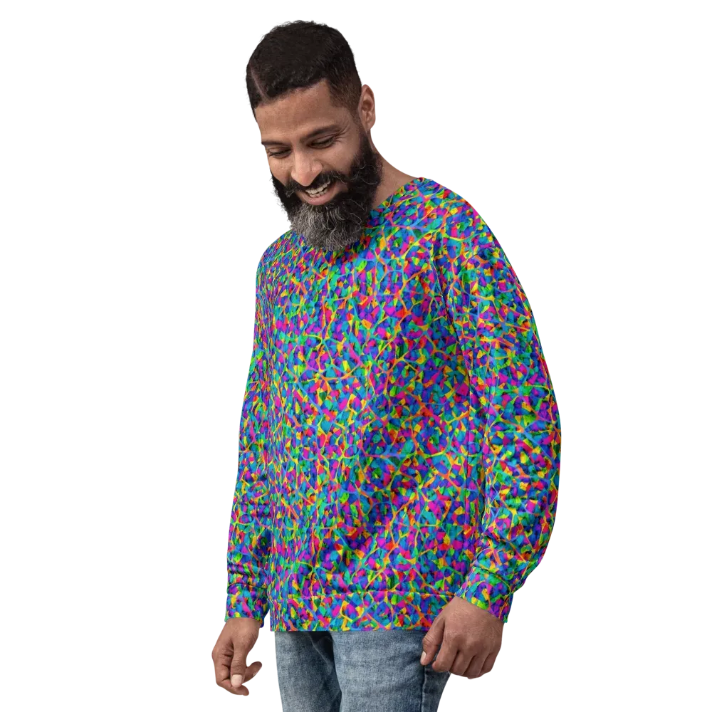 Neon Kaleidoscope on Sweatshirt — Left Front