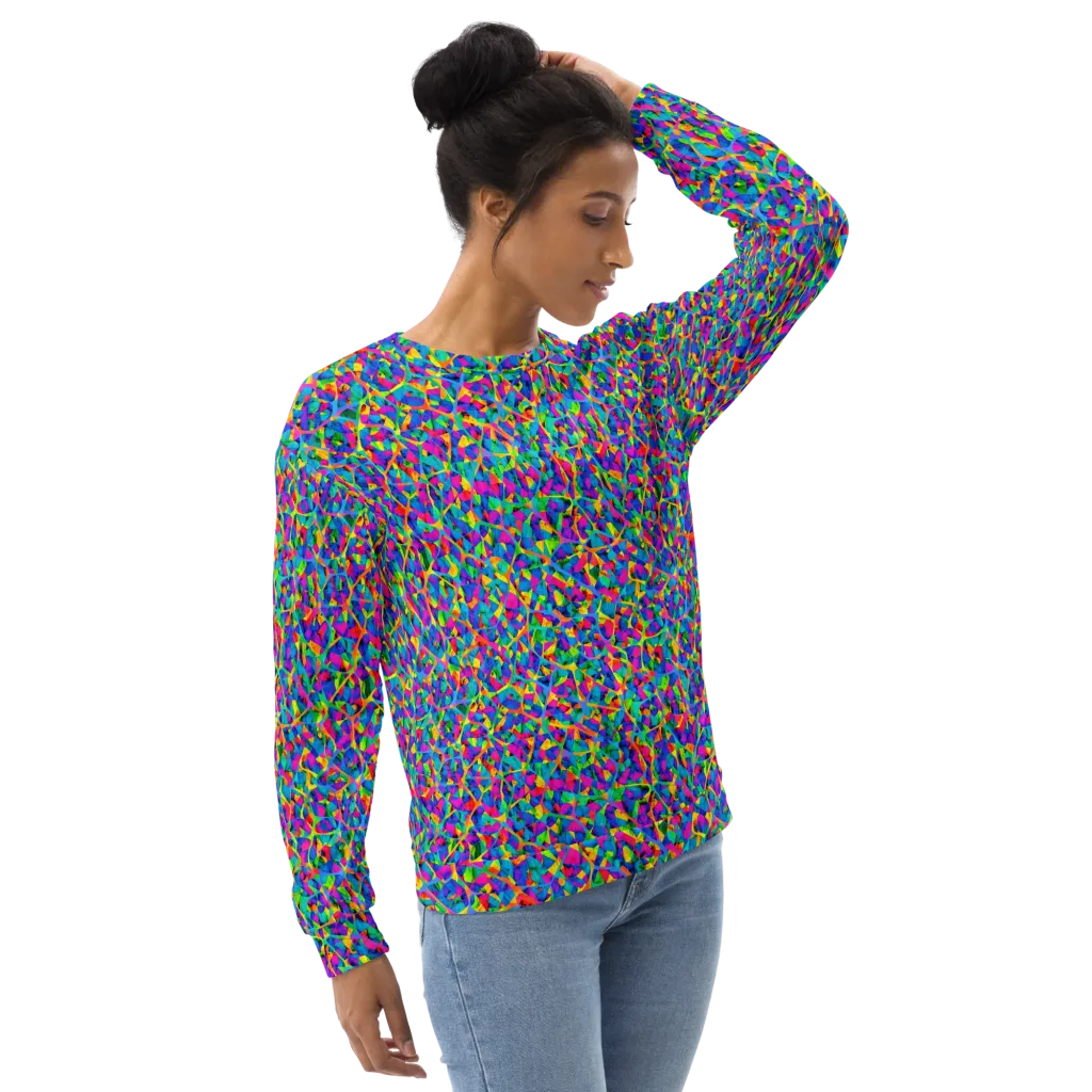 Neon Kaleidoscope on Sweatshirt — Right Front