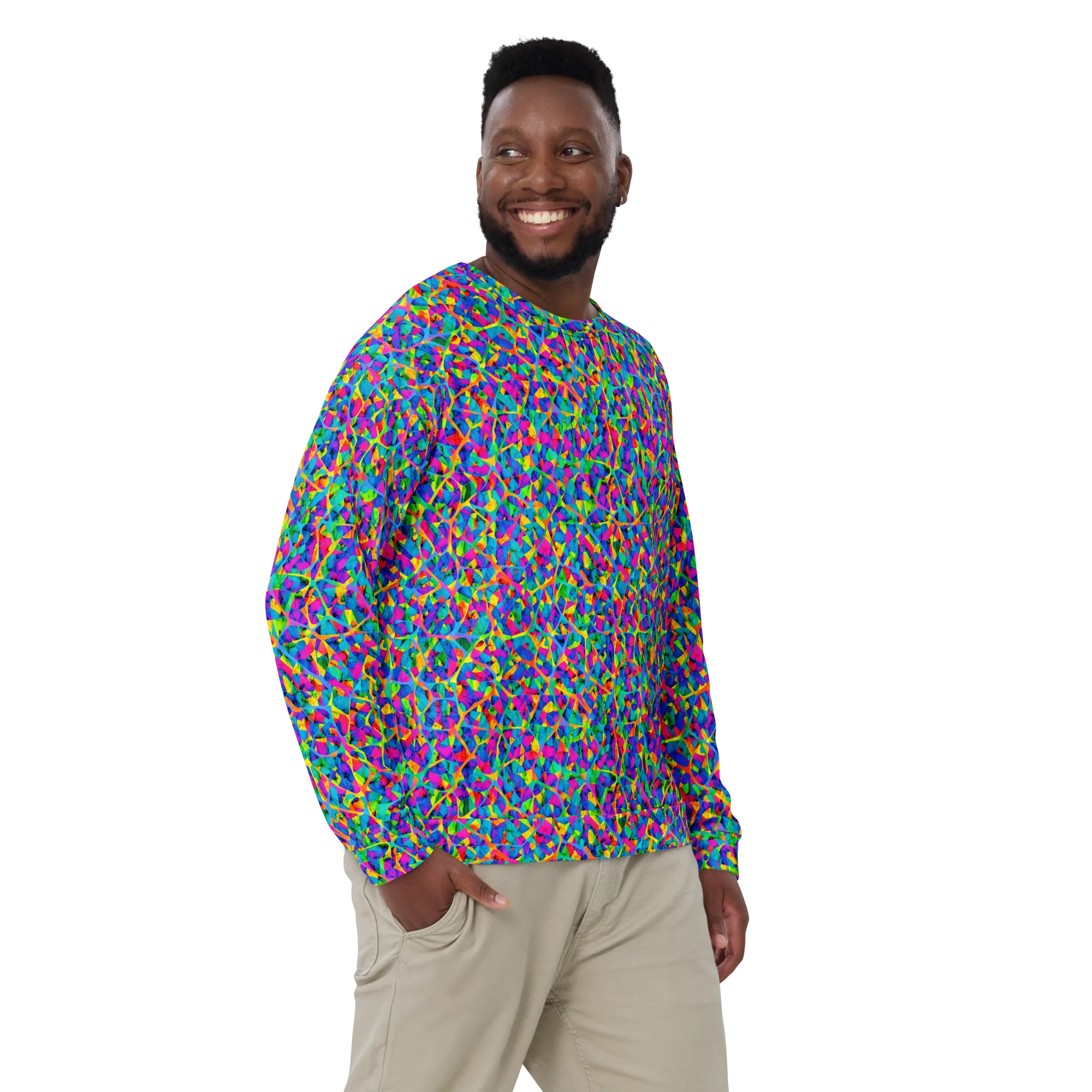 Neon Kaleidoscope on Sweatshirt — Front