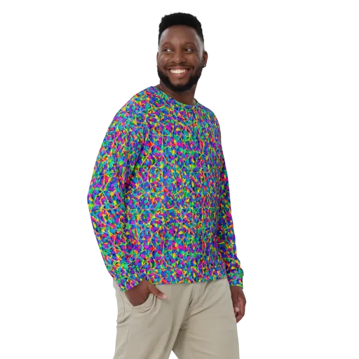 Neon Kaleidoscope on a Sweatshirt