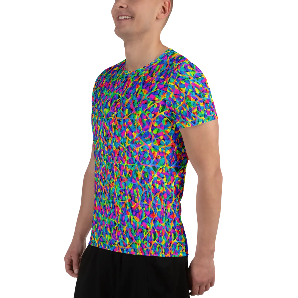 Neon Kaleidoscope on Men's Athletic T-Shirt — Left