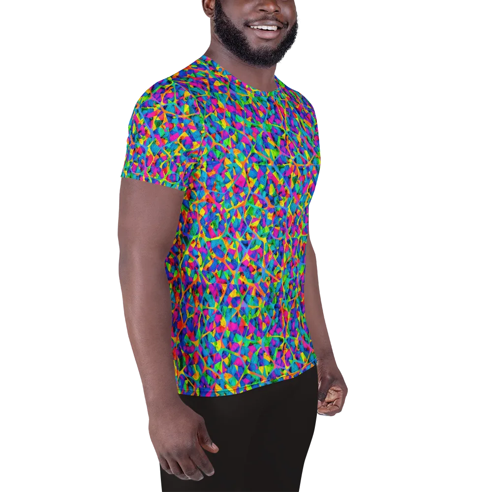 Neon Kaleidoscope on Men's Athletic T-Shirt — Right