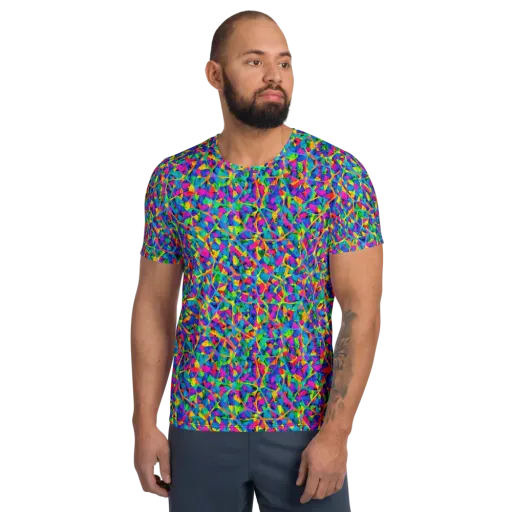 Neon Kaleidoscope on a Men's Athletic T-Shirt
