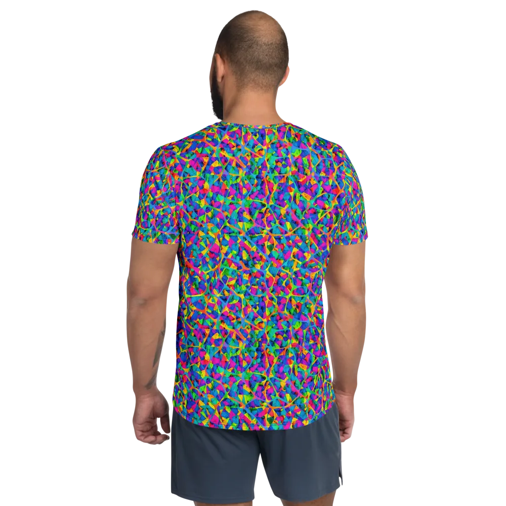 Neon Kaleidoscope on Men's Athletic T-Shirt — Back