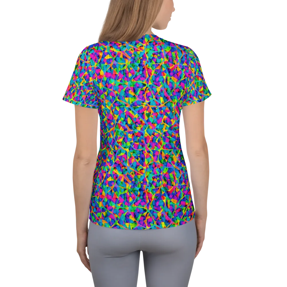 Neon Kaleidoscope on Women's Athletic T-Shirt — Back