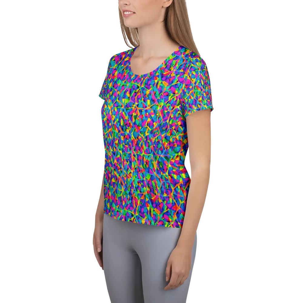 Neon Kaleidoscope on Women's Athletic T-Shirt — Left