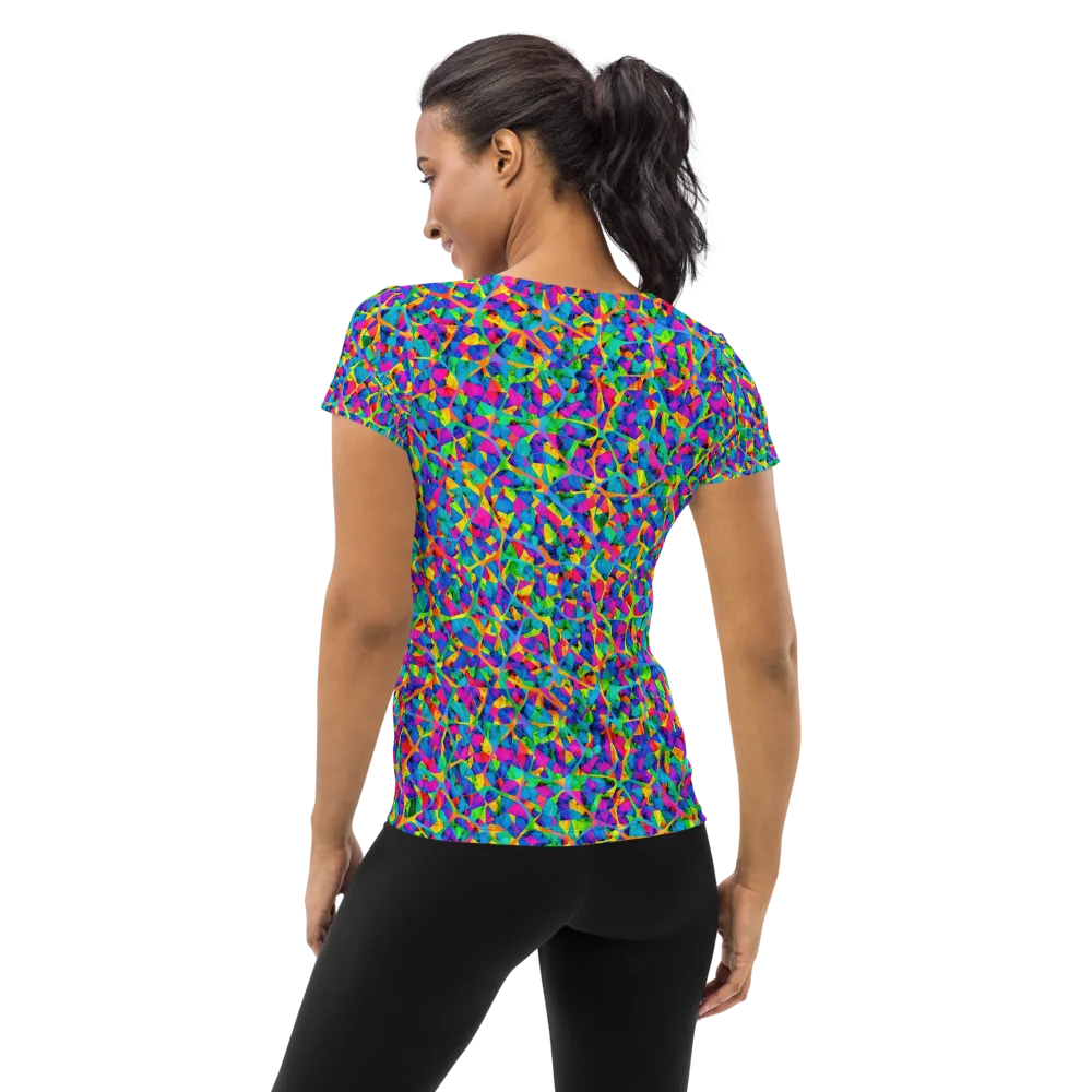 Neon Kaleidoscope on Women's Athletic T-Shirt — Back