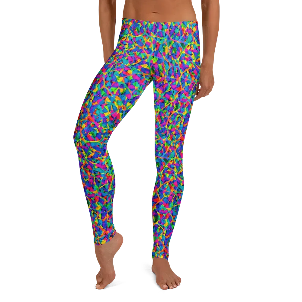 Neon Kaleidoscope on Leggings — Front