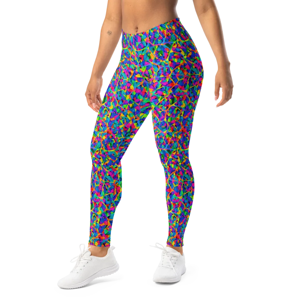 Neon Kaleidoscope on Leggings — Left Front