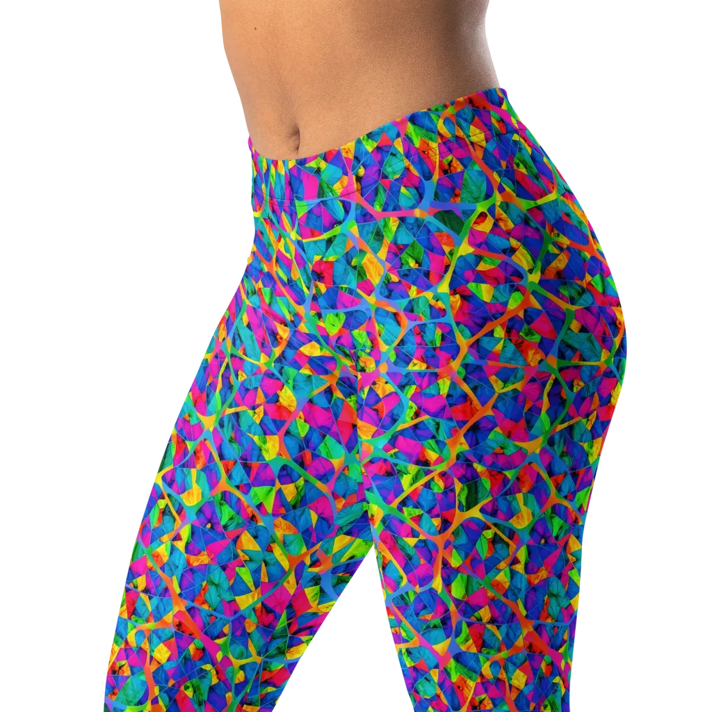 Neon Kaleidoscope on Leggings — Left Front